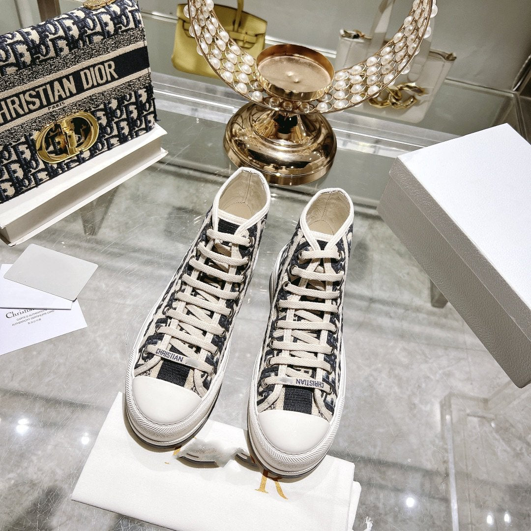 DIOR walkn high-top 45 black beige oblique embroidery canvas