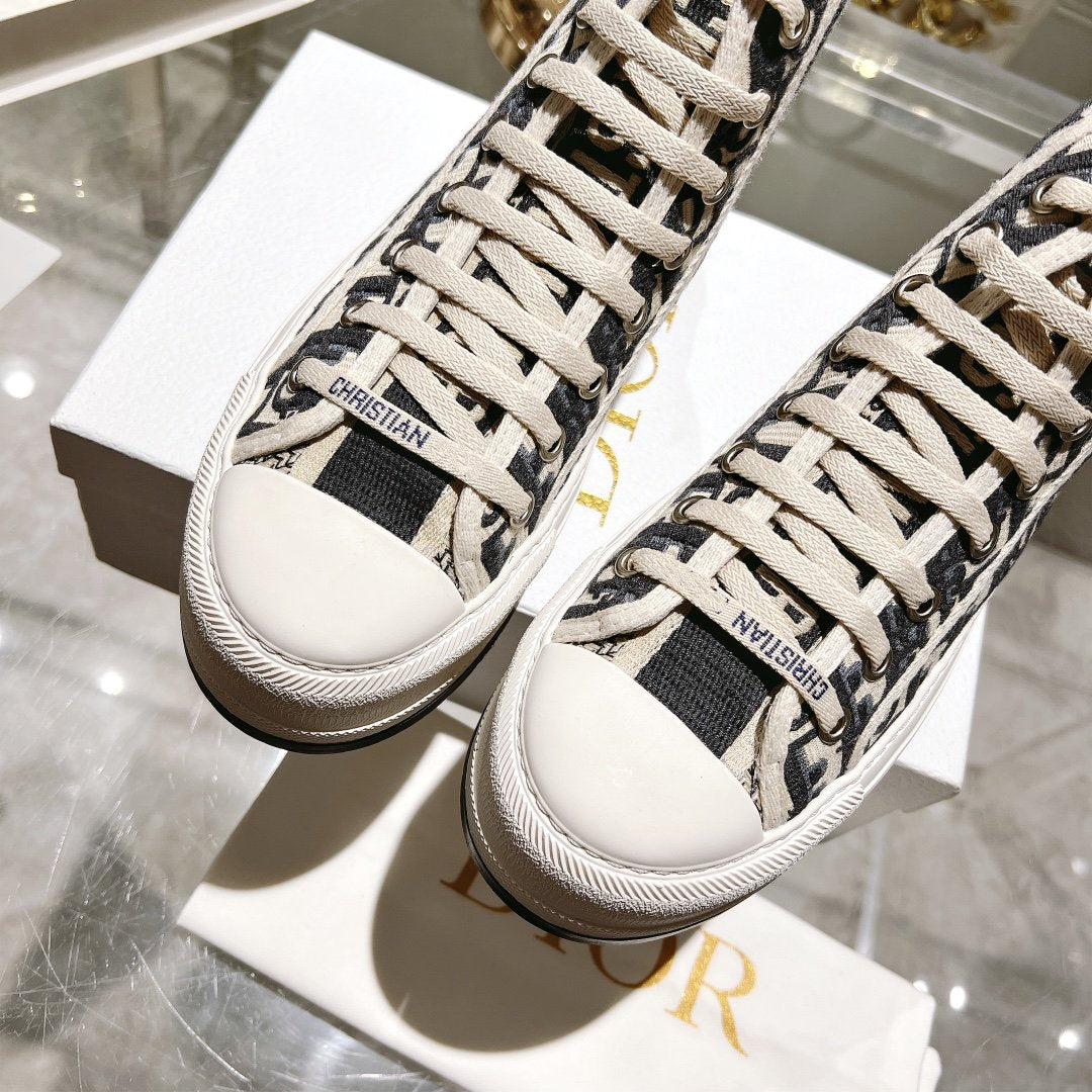 DIOR walkn high-top 45 black beige oblique embroidery canvas