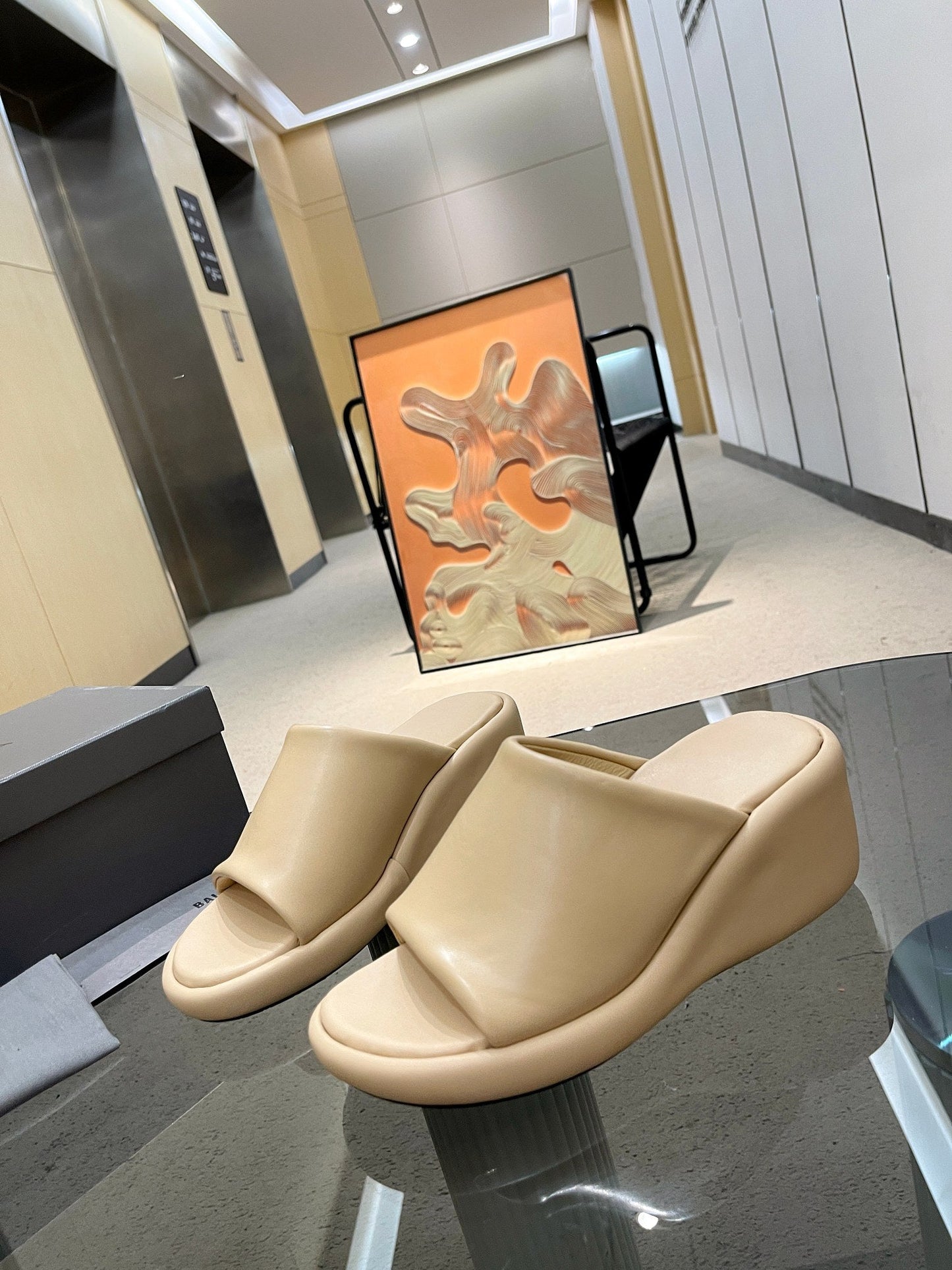 Balanciaga WEDGE SANDALS IN BEIGE SOFT LAMBSKIN