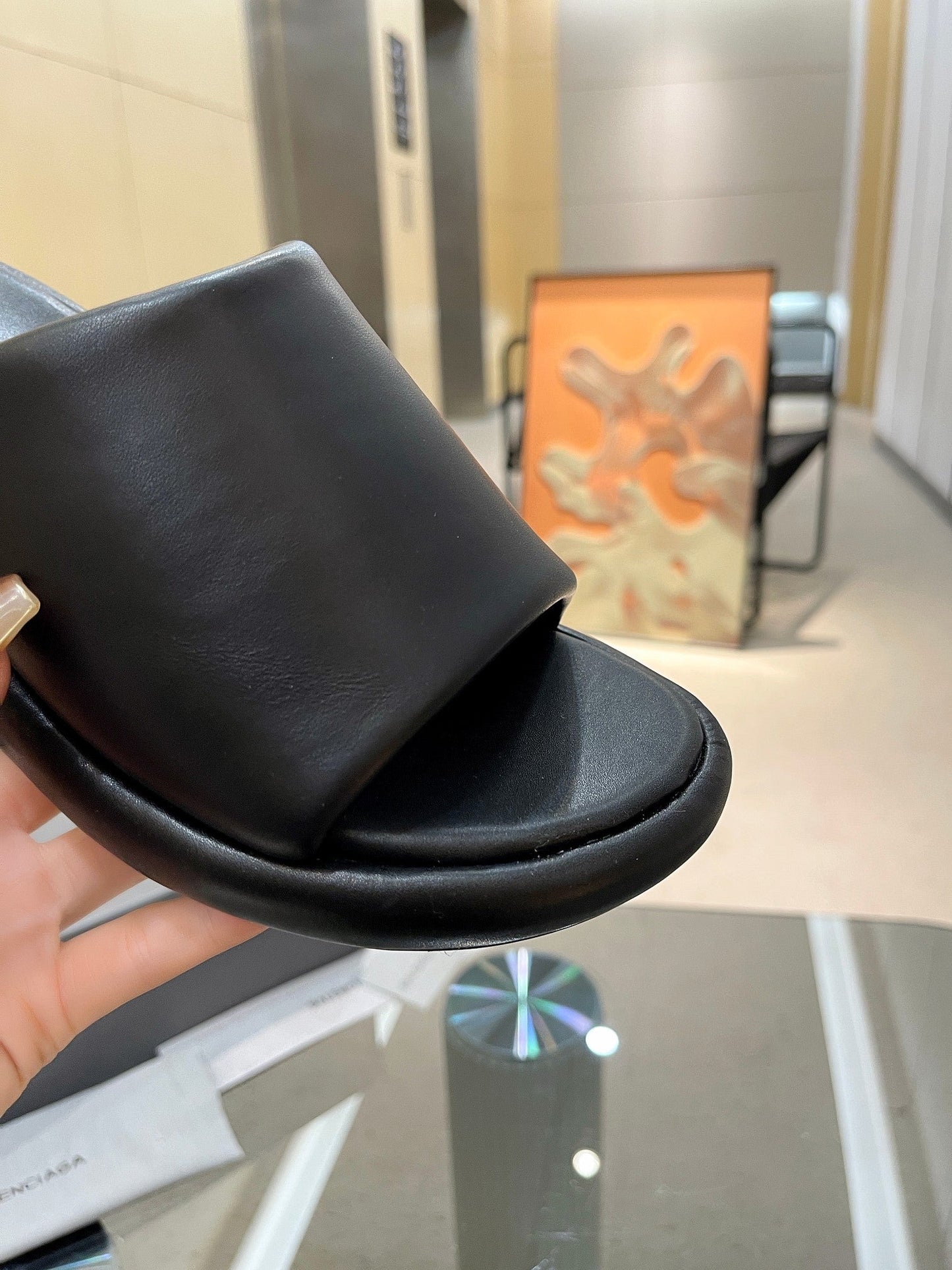 Balanciaga WEDGE SANDALS IN BLACK SOFT LAMBSKIN