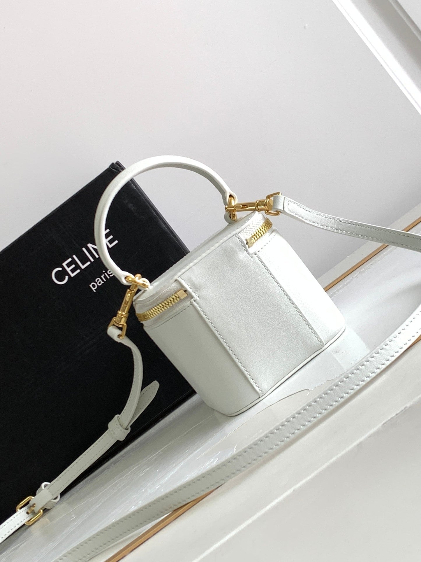Celine MINI VANITY CASE TRIOMPHE WHITE CALFSKIN