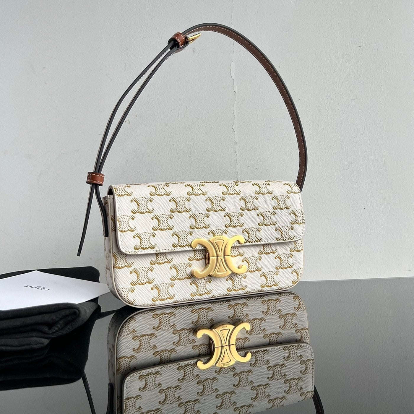 Celine TRIOMPHE 20 WHITE PATTERN CALFSKIN
