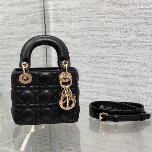DIOR micro lady 12 black lambskin ghw