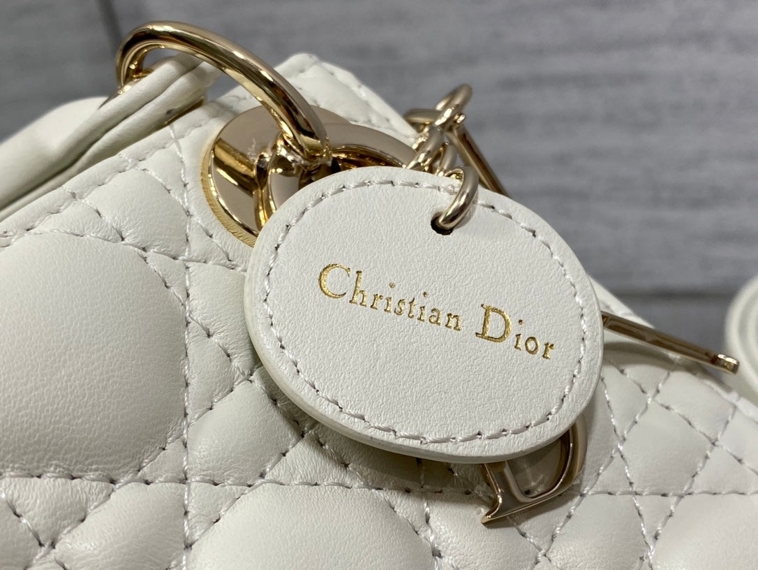 DIOR micro lady 12 white lambskin ghw
