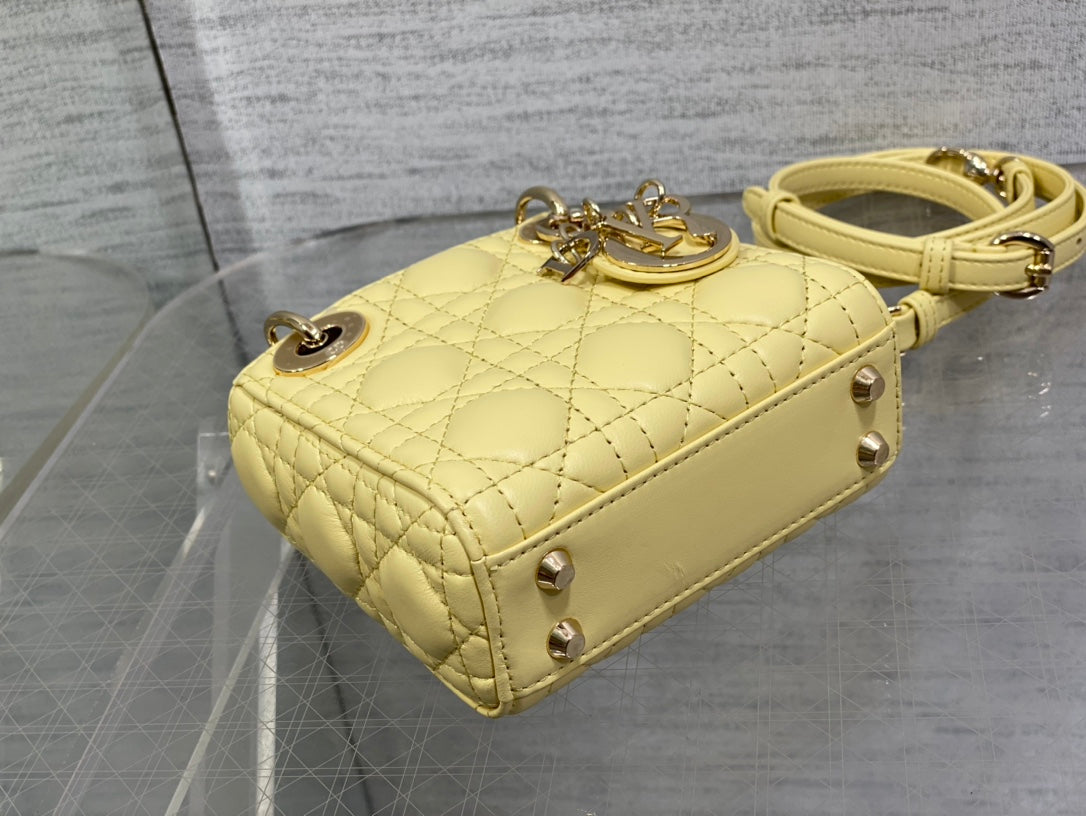 DIOR micro lady 12 yellow lambskin ghw