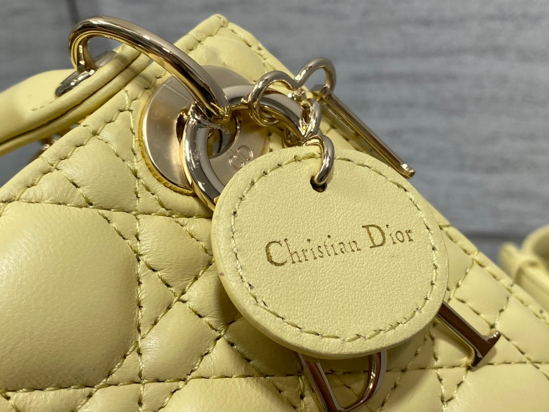 DIOR micro lady 12 yellow lambskin ghw