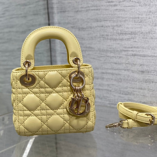 DIOR micro lady 12 yellow lambskin ghw