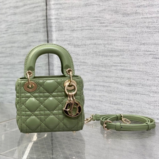 DIOR micro lady 12 green lambskin ghw