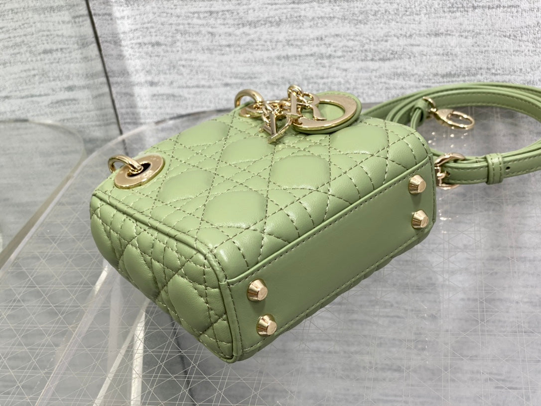 DIOR micro lady 12 green lambskin ghw