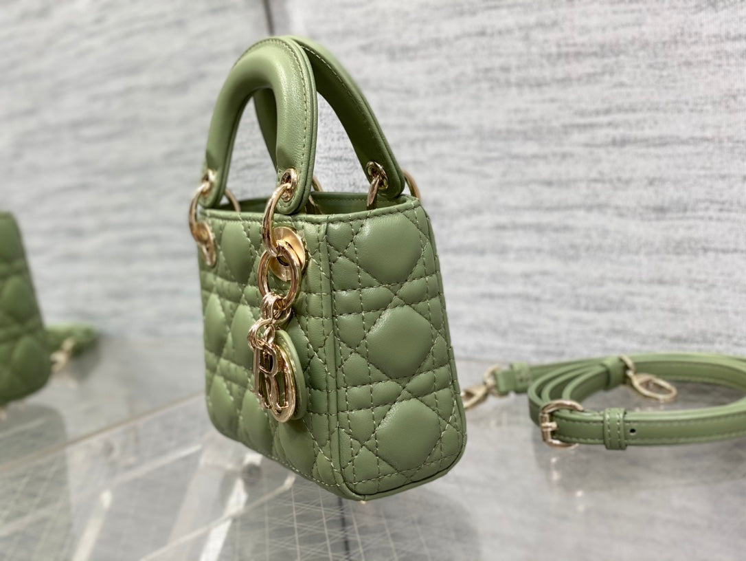 DIOR micro lady 12 green lambskin ghw