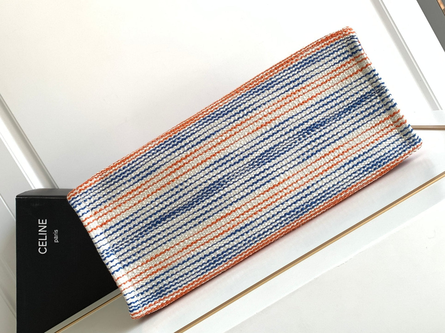 Celine large cabas thais 41cm rainbow striped canvas