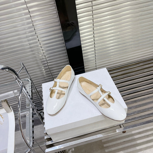 Celine FLAT SANDALS WITH DOUBLE STRAP-DESIGN LEATHER WHITE