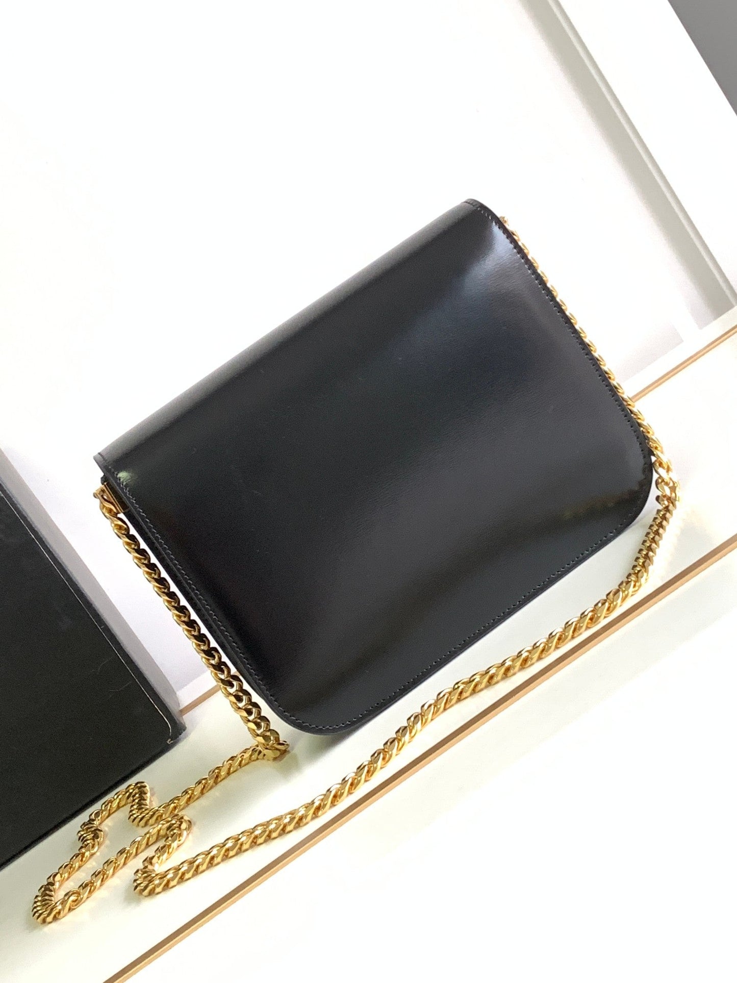 Celine COLLEGE TRIOMPHE 20 BLACK CLAFSKIN GOLD HARDWARE