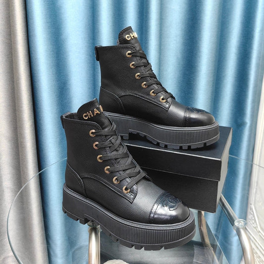 CHANEL Ankle Boots Black Lambskin