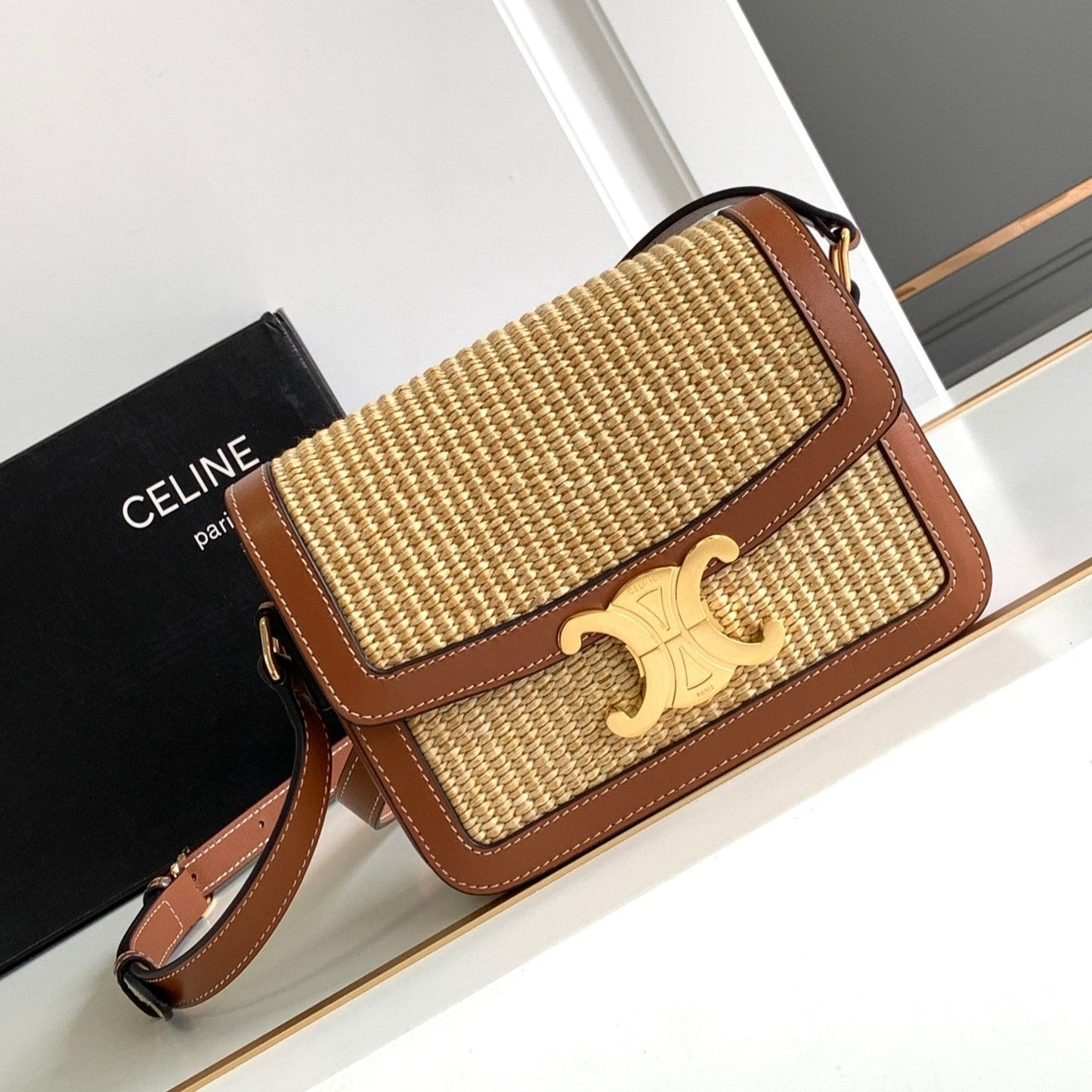 Celine TEEN TRIOMPHE 18.5CM TEXTILE AND CALFSKIN