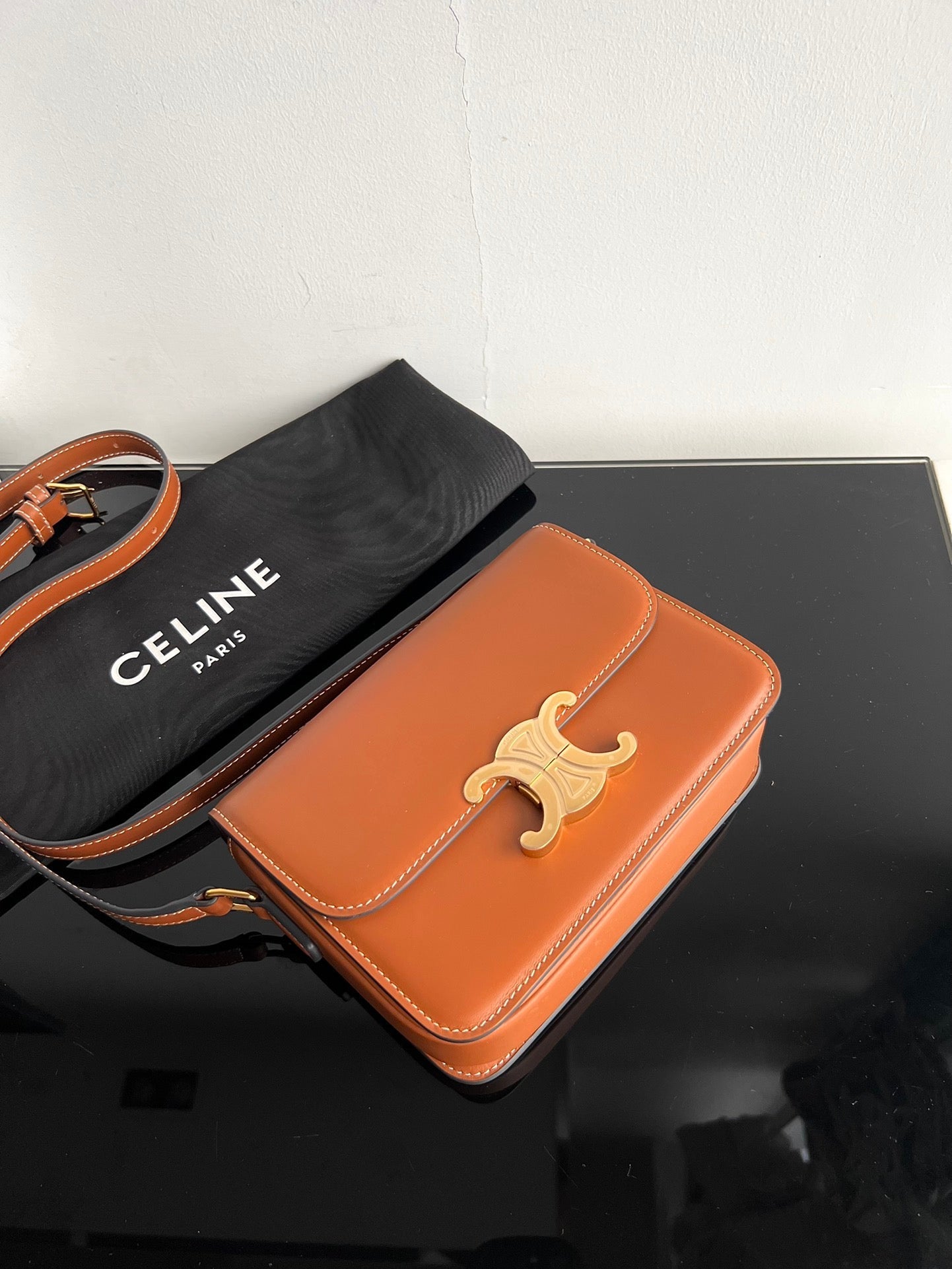 Celine TRIPHOME TEEN 18 CINNAMON BROWN COWHIDE