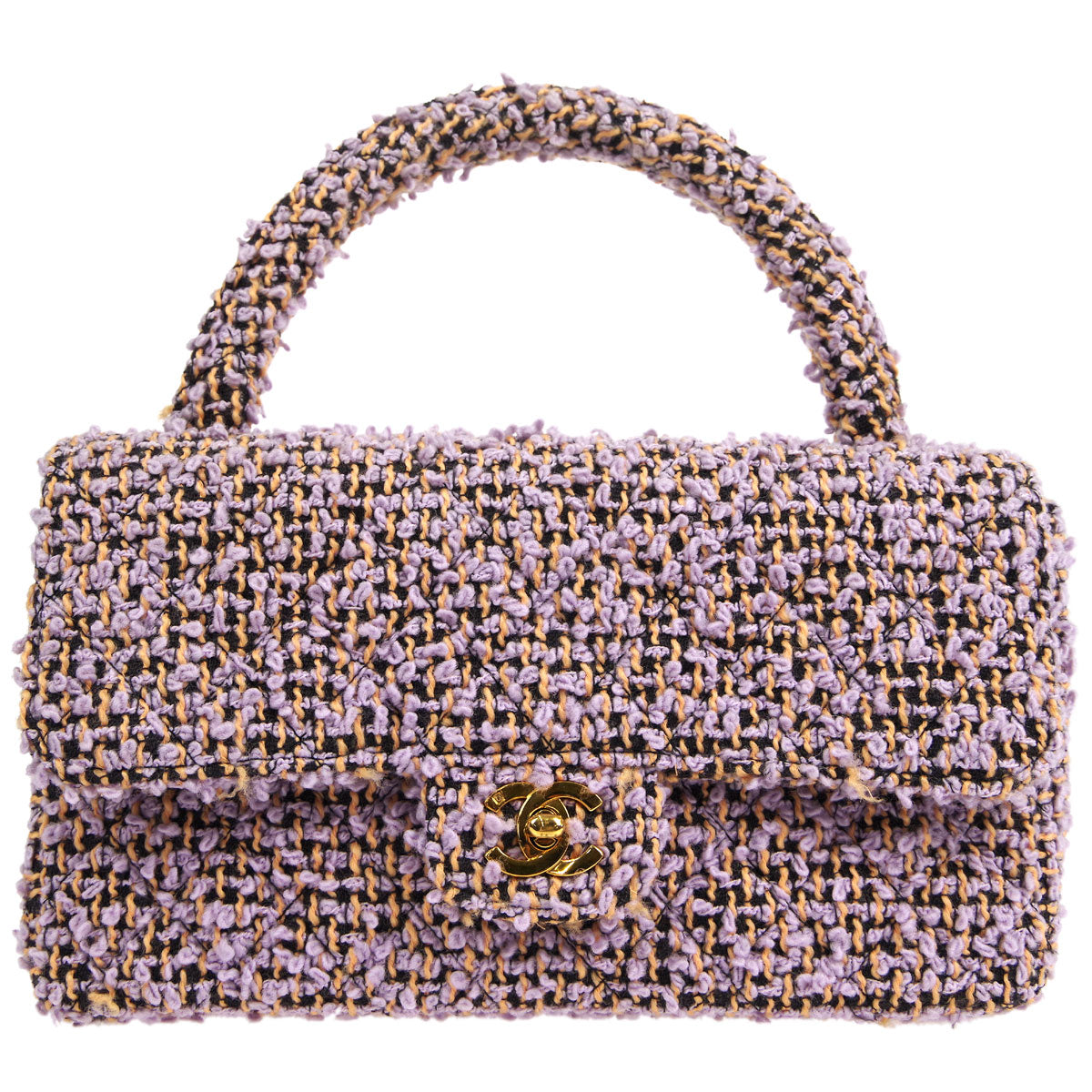 Chanel * Classic Single Flap Medium Handbag Purple Tweed