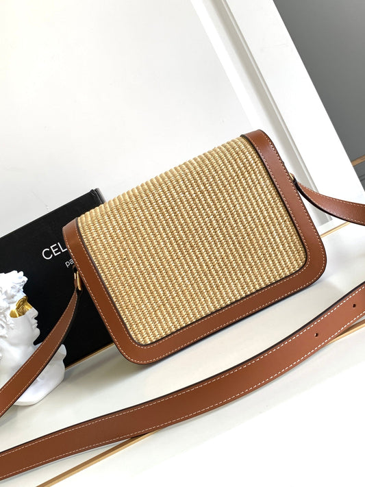 Celine CLASSIQUE TRIOMPHE 22CM TEXTILE AND CALFSKIN