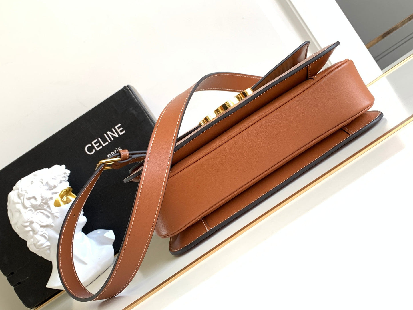 Celine CLASSIQUE TRIOMPHE 22CM TEXTILE AND CALFSKIN