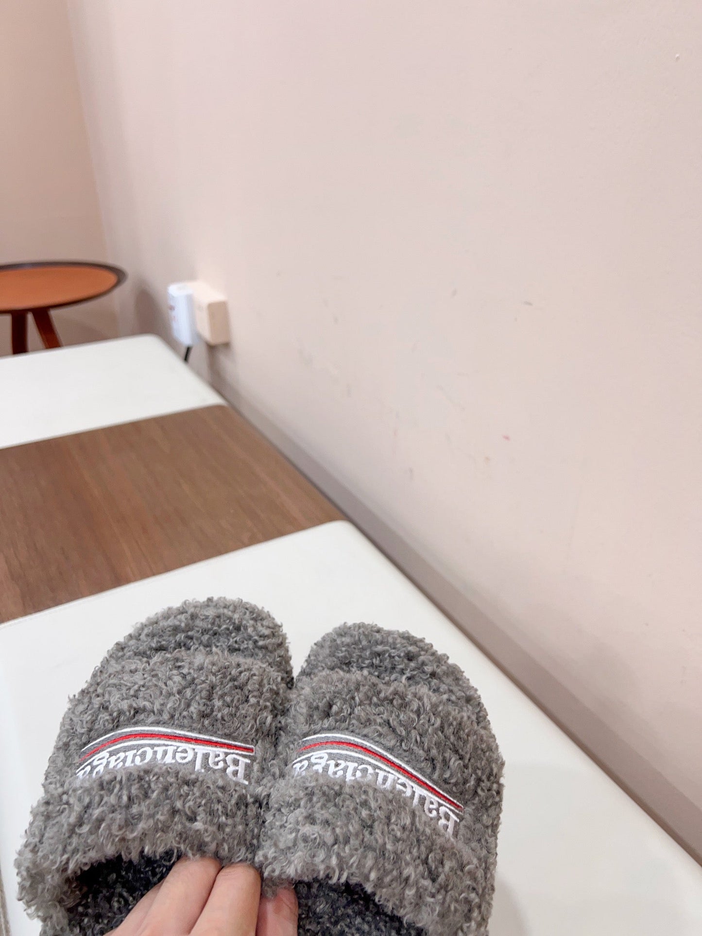 Balanciaga THICK-SOLED SLIPPERS IN GRAY WOOL