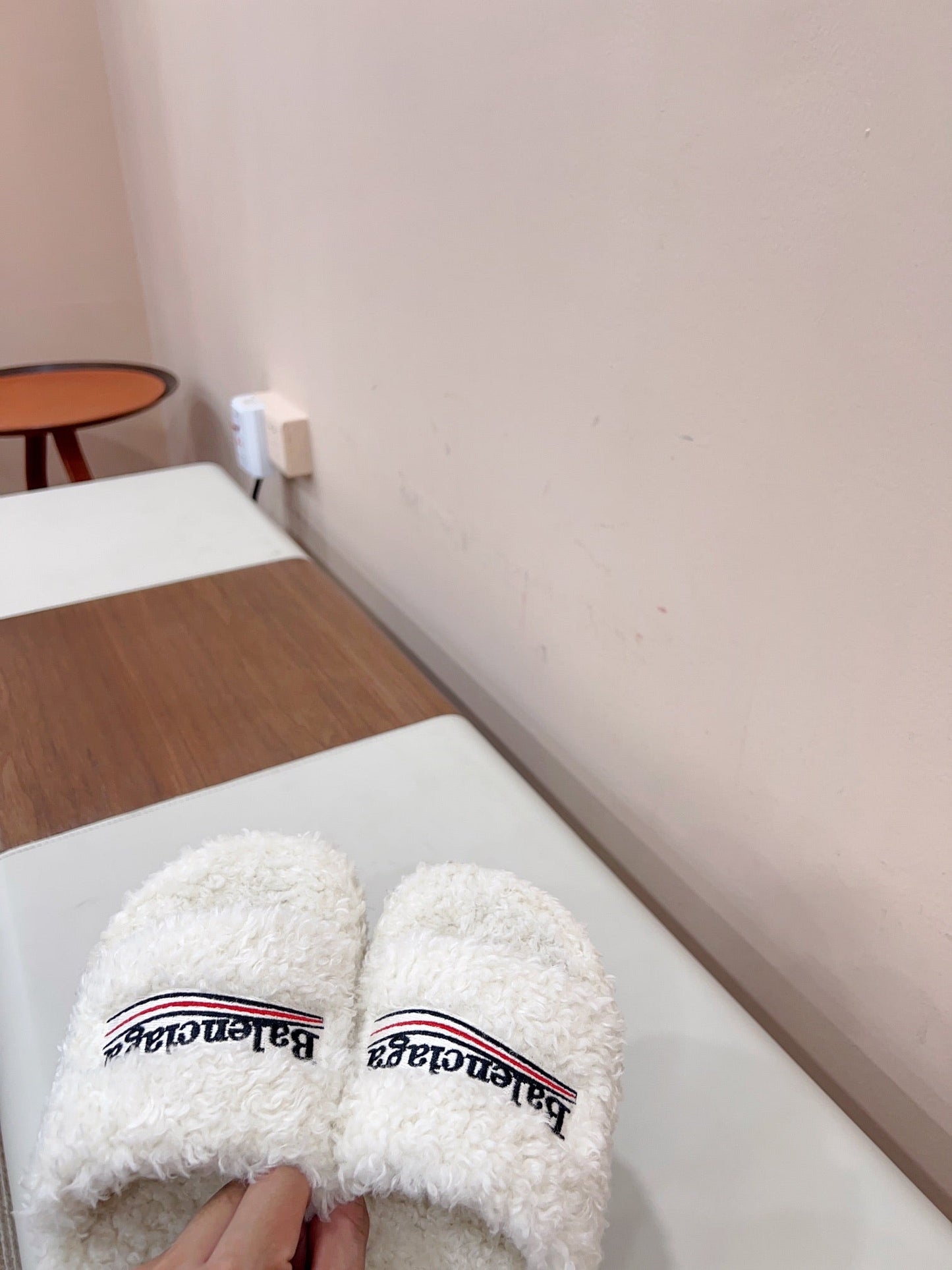 Balanciaga THICK-SOLED SLIPPERS IN WHITE WOOL