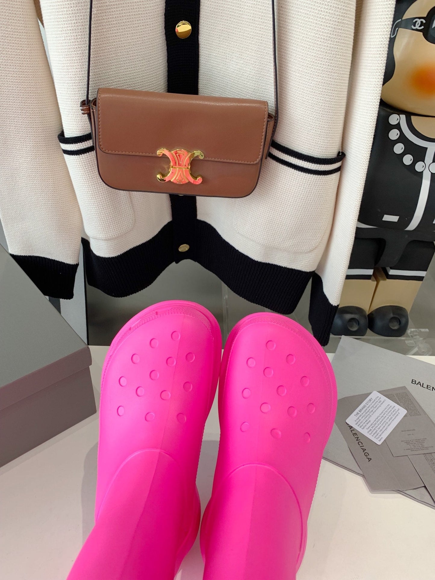 Balanciaga CROCS BOOTS IN BRIGHT PINK RUBBER