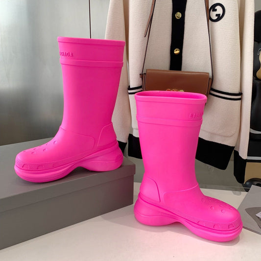 Balanciaga CROCS BOOTS IN BRIGHT PINK RUBBER