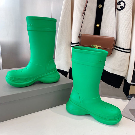 Balanciaga CROCS BOOTS IN GREEN RUBBER