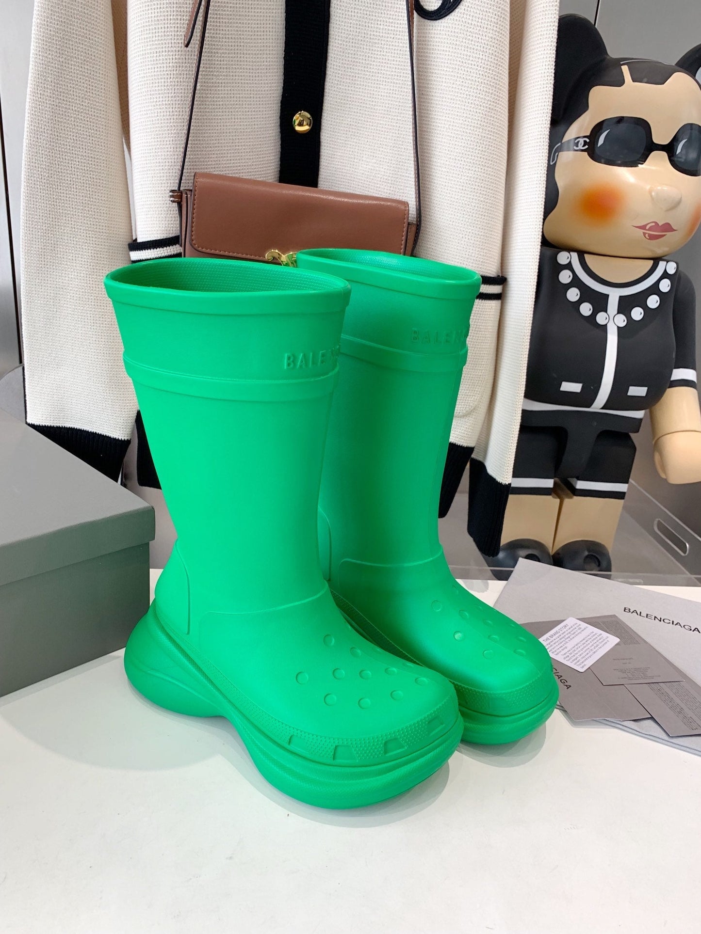 Balanciaga CROCS BOOTS IN GREEN RUBBER