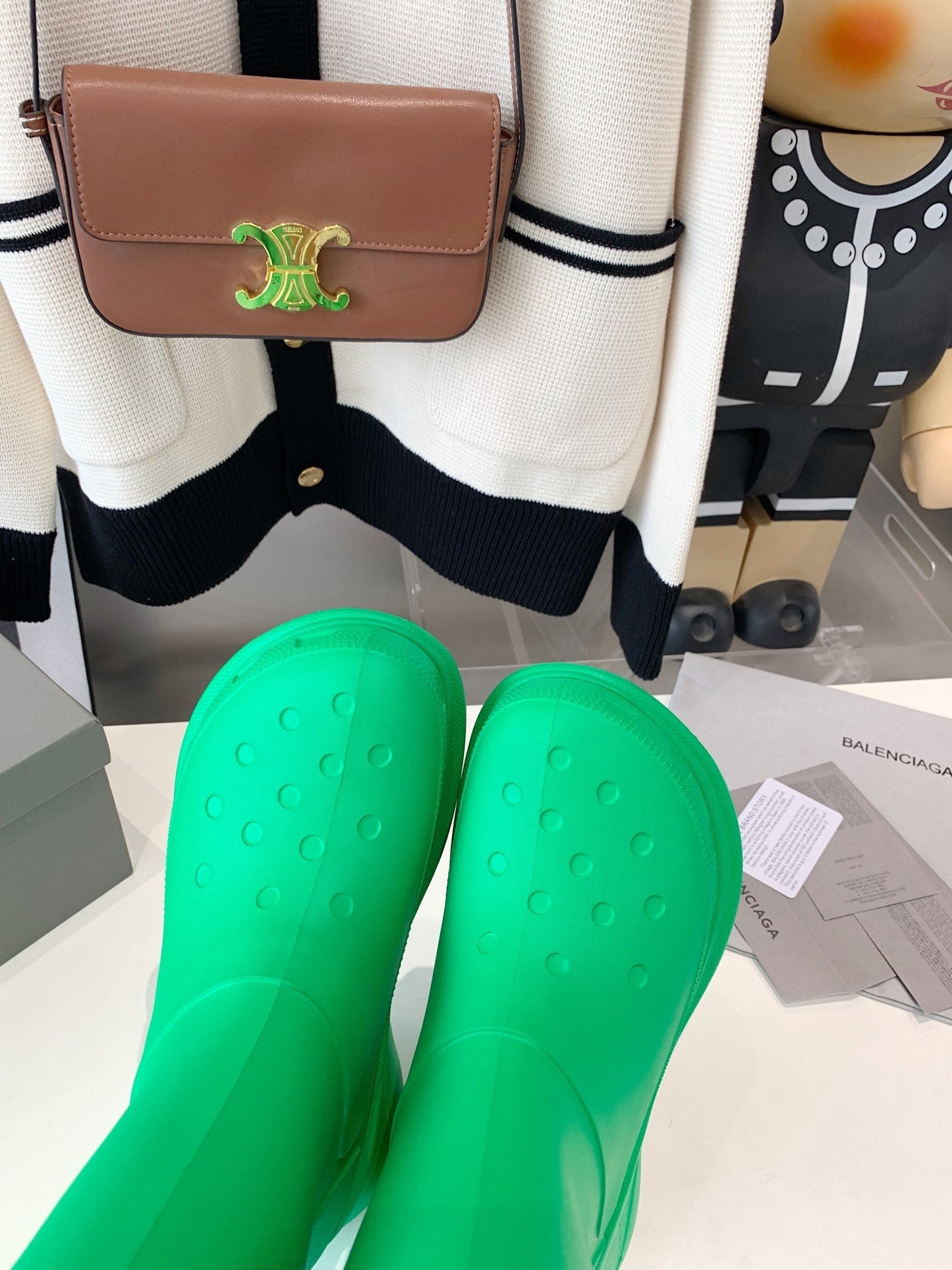 Balanciaga CROCS BOOTS IN GREEN RUBBER