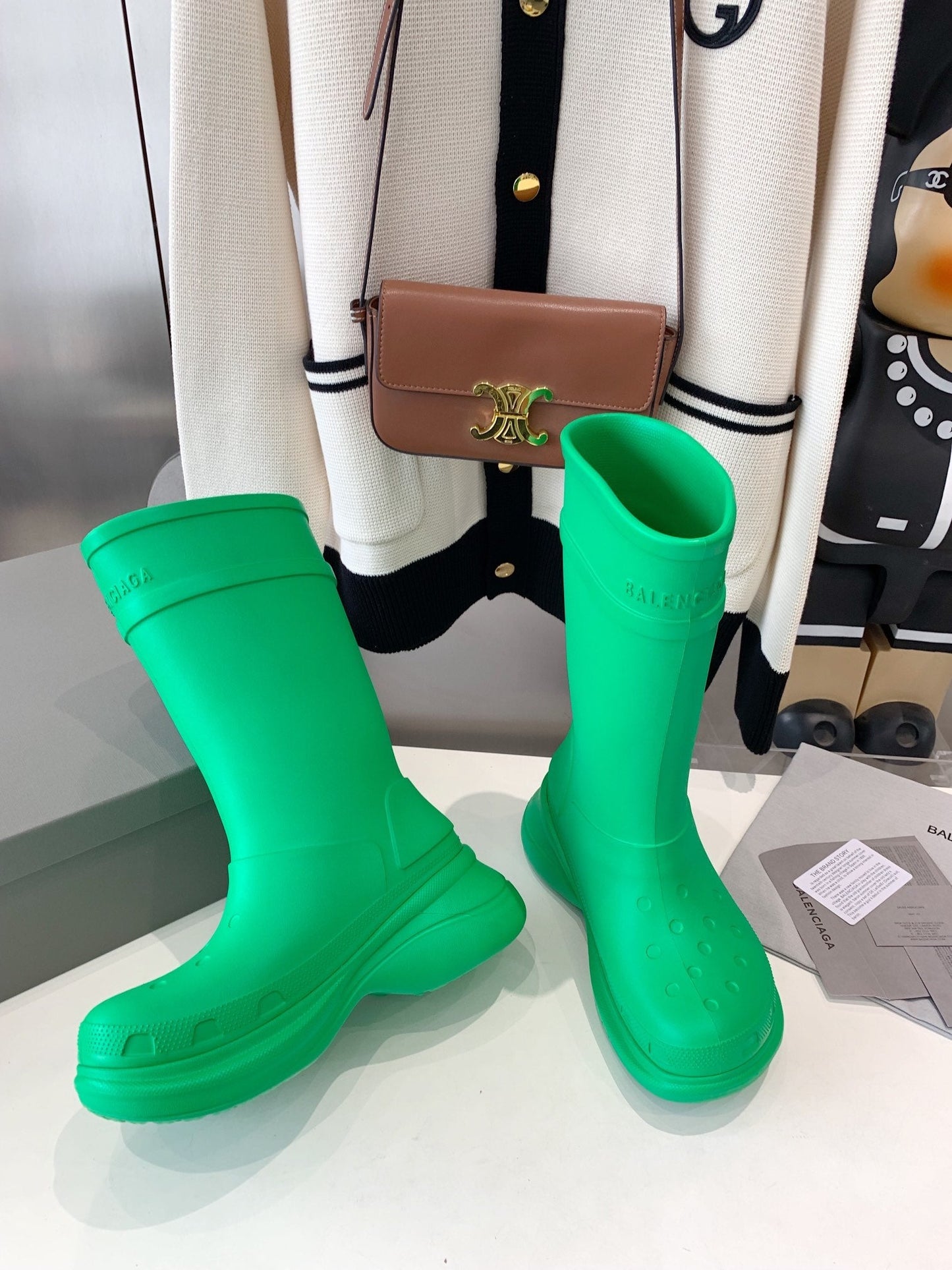 Balanciaga CROCS BOOTS IN GREEN RUBBER