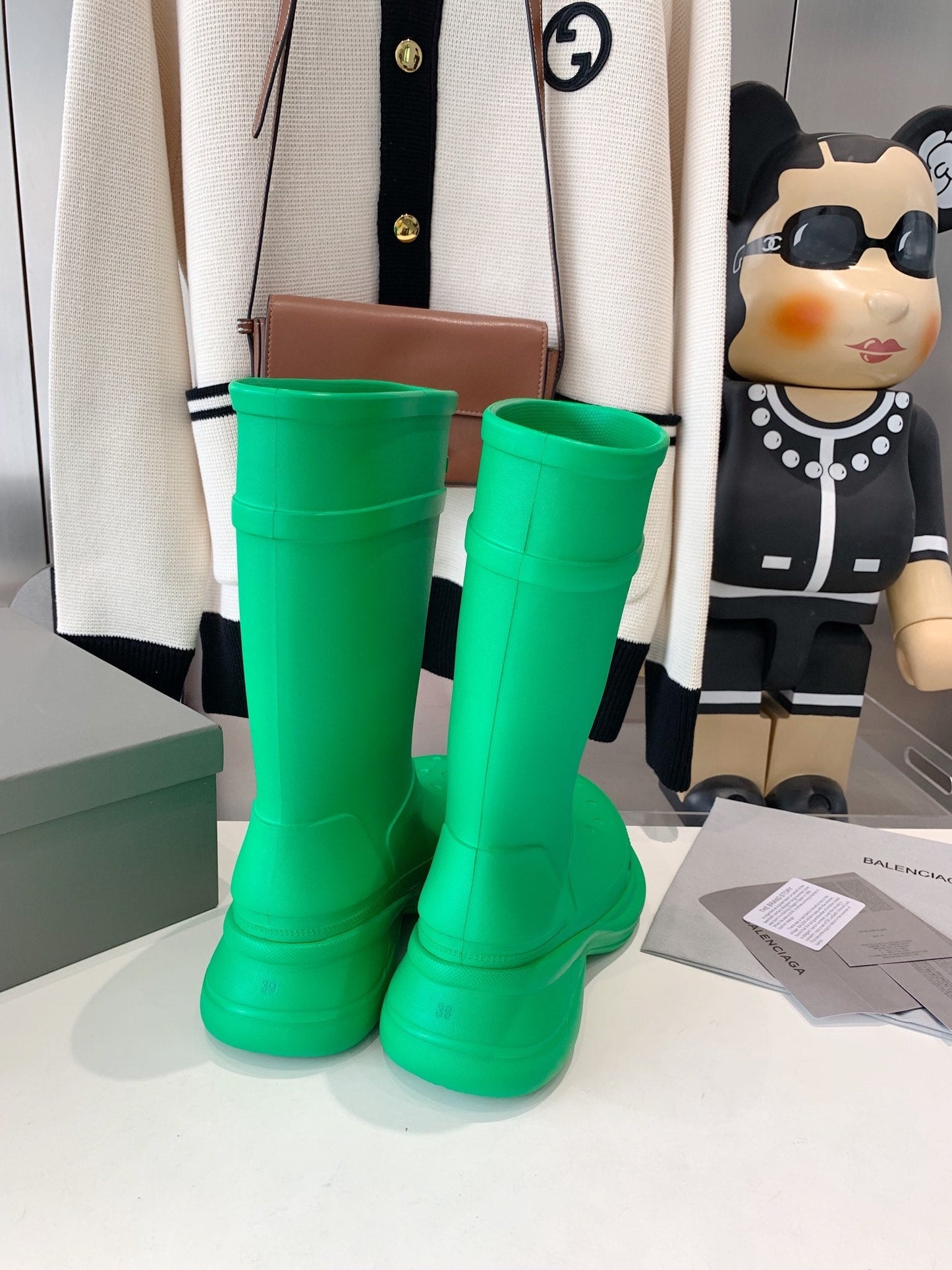 Balanciaga CROCS BOOTS IN GREEN RUBBER