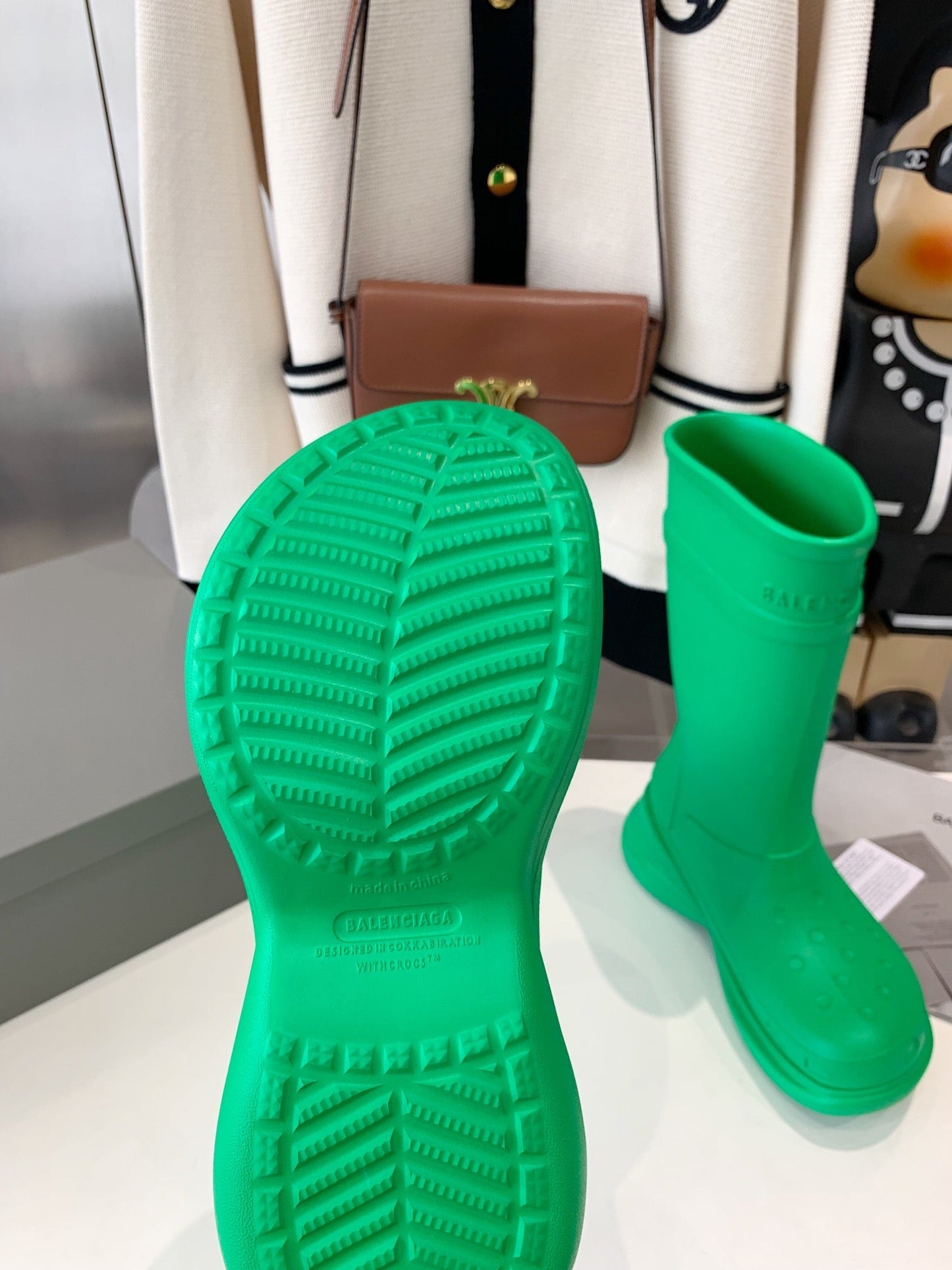 Balanciaga CROCS BOOTS IN GREEN RUBBER