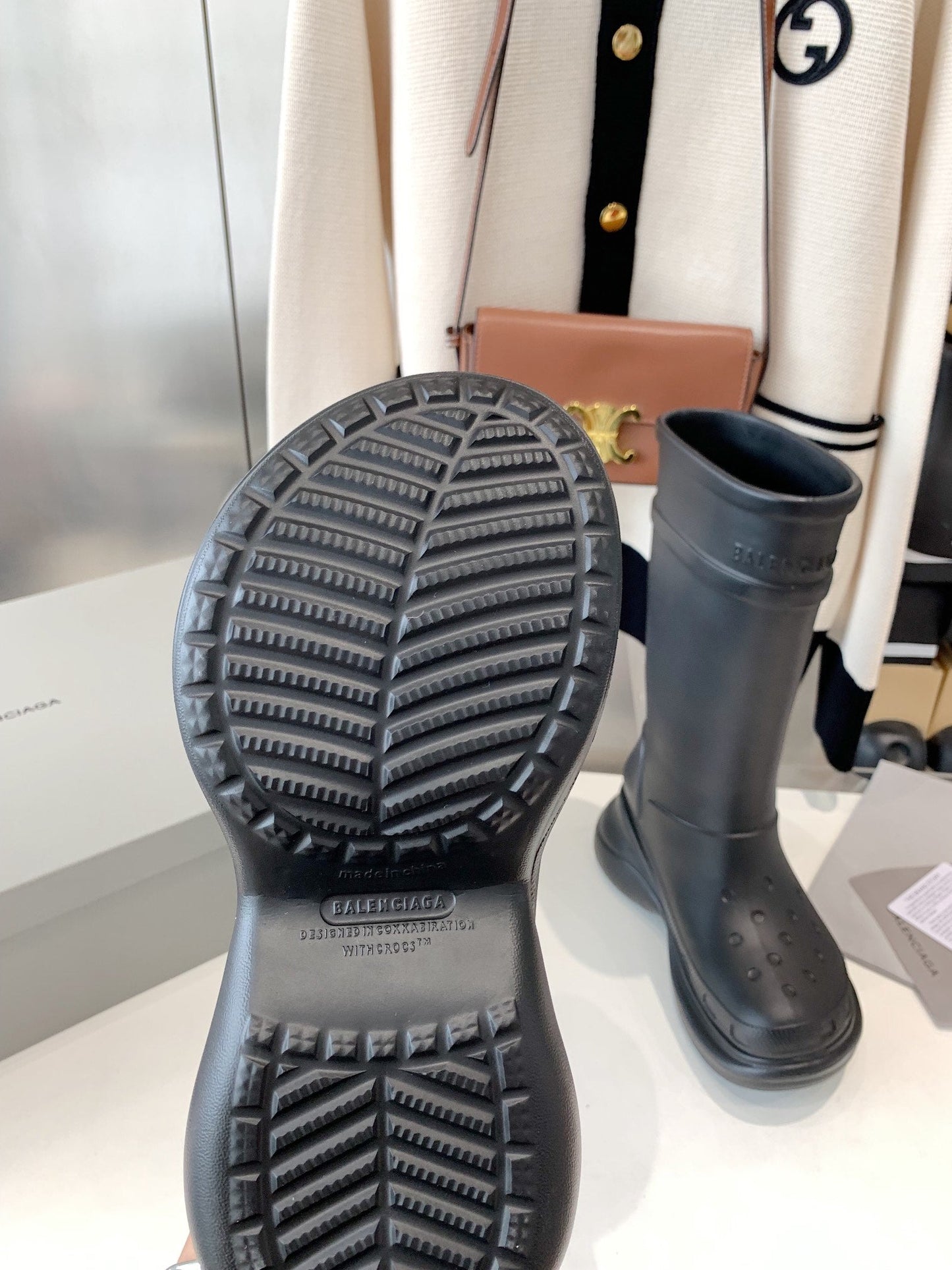 Balanciaga CROCS BOOTS IN BLACK RUBBER
