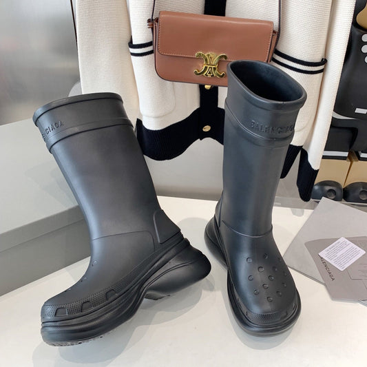 Balanciaga CROCS BOOTS IN BLACK RUBBER