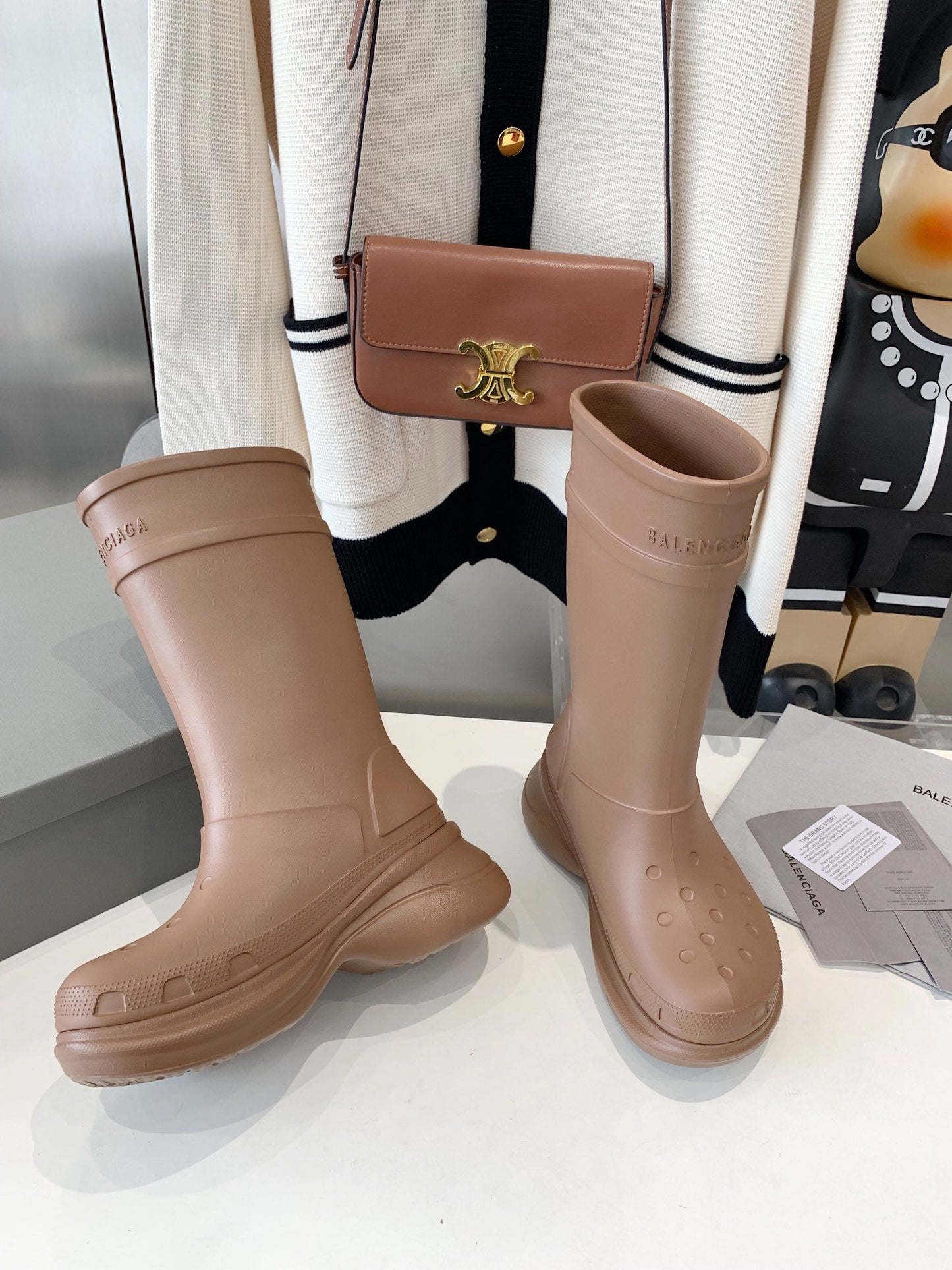 Balanciaga CROCS BOOTS IN BROWN RUBBER