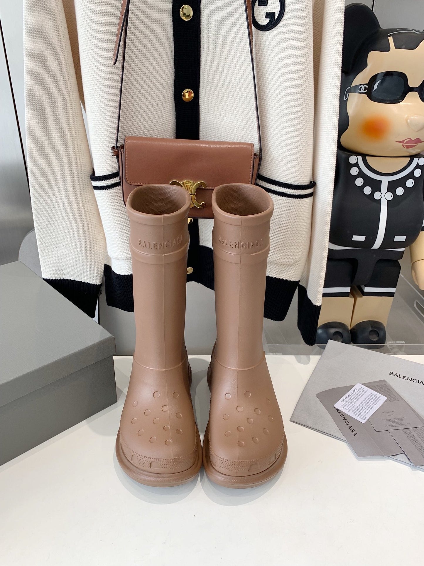 Balanciaga CROCS BOOTS IN BROWN RUBBER