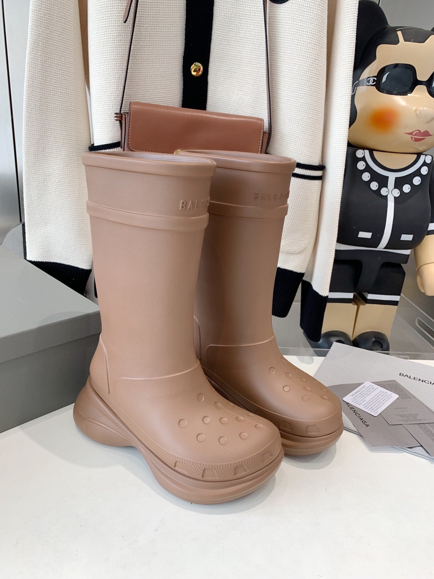 Balanciaga CROCS BOOTS IN BROWN RUBBER