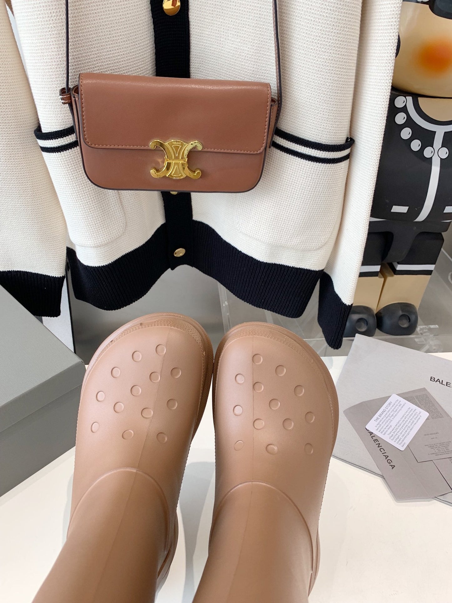 Balanciaga CROCS BOOTS IN BROWN RUBBER
