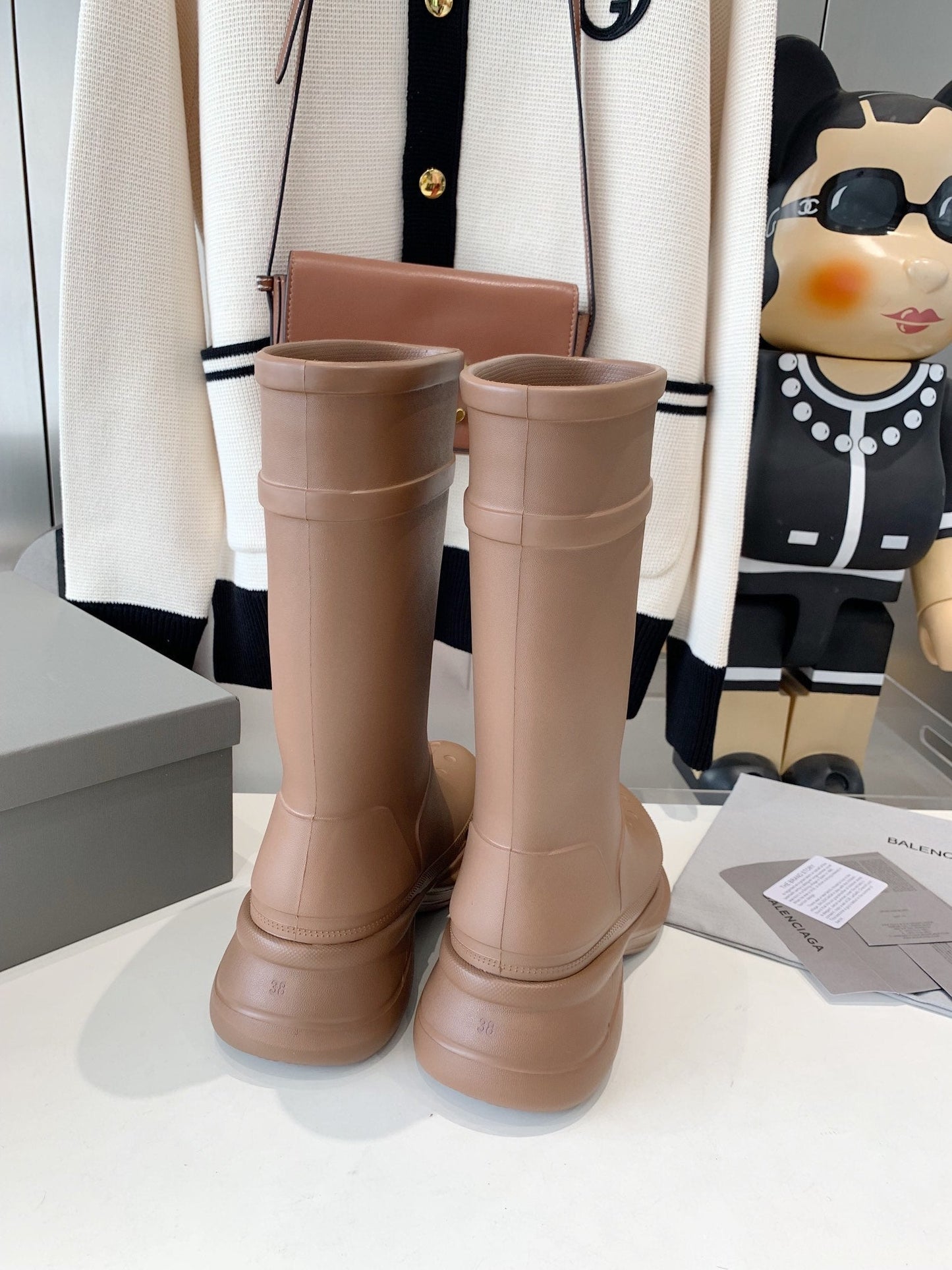 Balanciaga CROCS BOOTS IN BROWN RUBBER