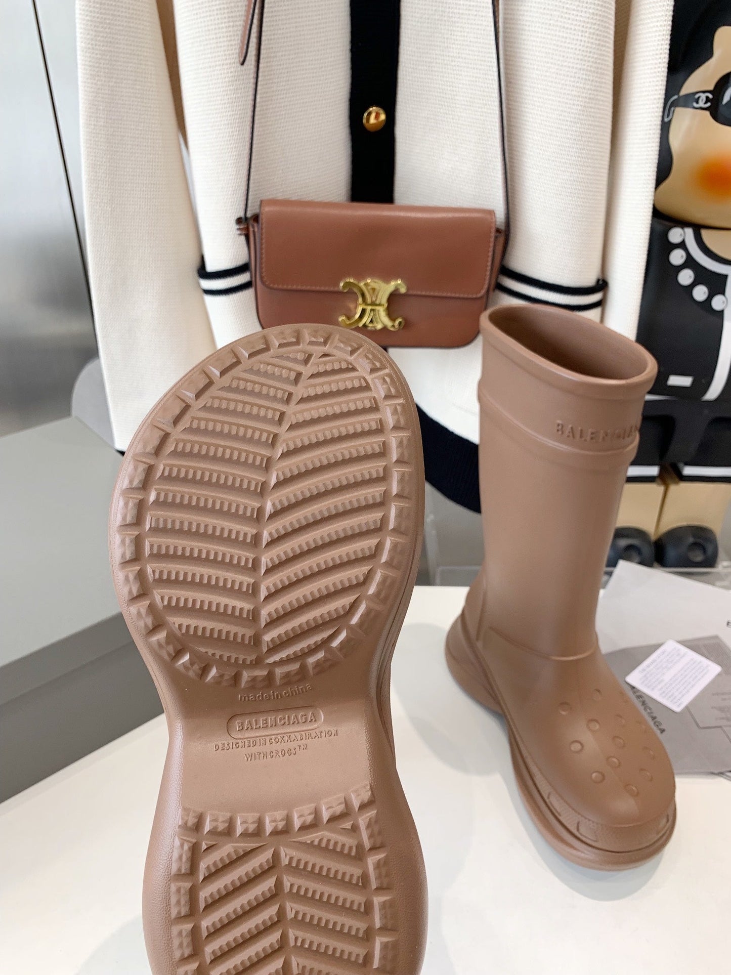 Balanciaga CROCS BOOTS IN BROWN RUBBER