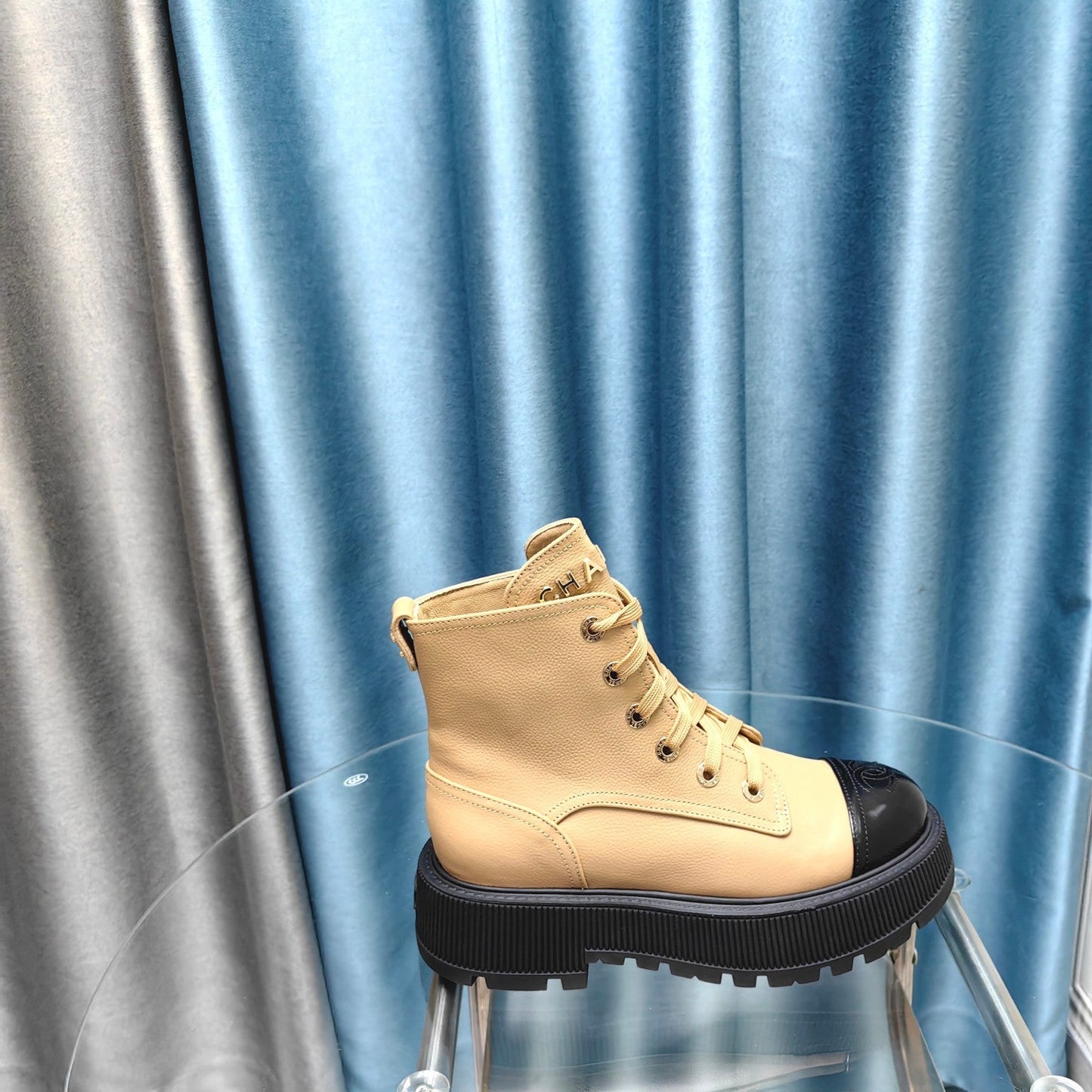 CHANEL Ankle Boots Beige Lambskin