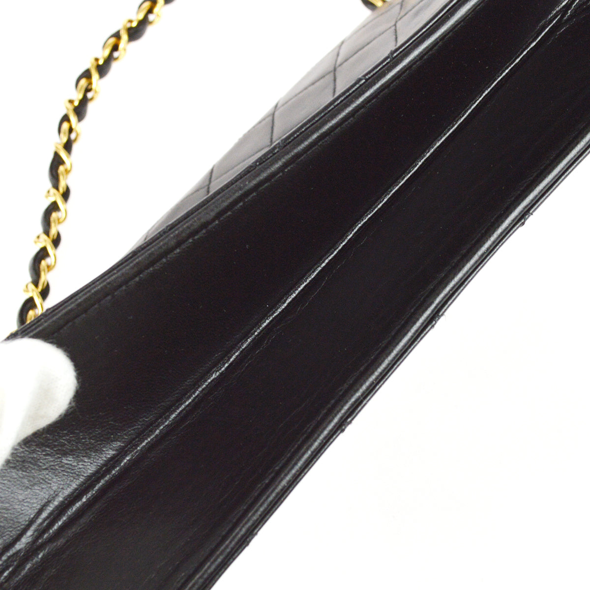 Chanel 1997-1999 Classic Single Flap Medium Shoulder Bag Black Lambskin