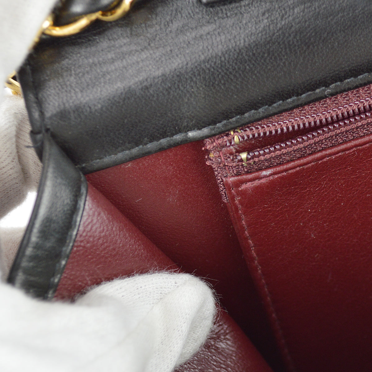 Chanel 1997-1999 Classic Single Flap Medium Shoulder Bag Black Lambskin