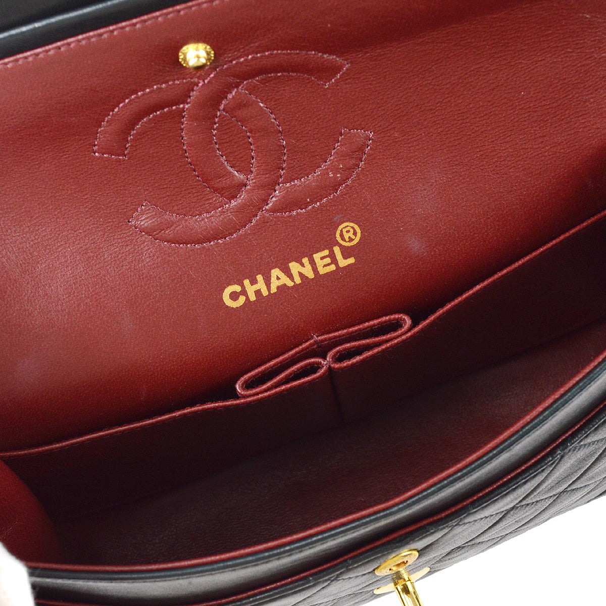 Chanel 1991-1994 Classic Double Flap Small Shoulder Bag Black Lambskin