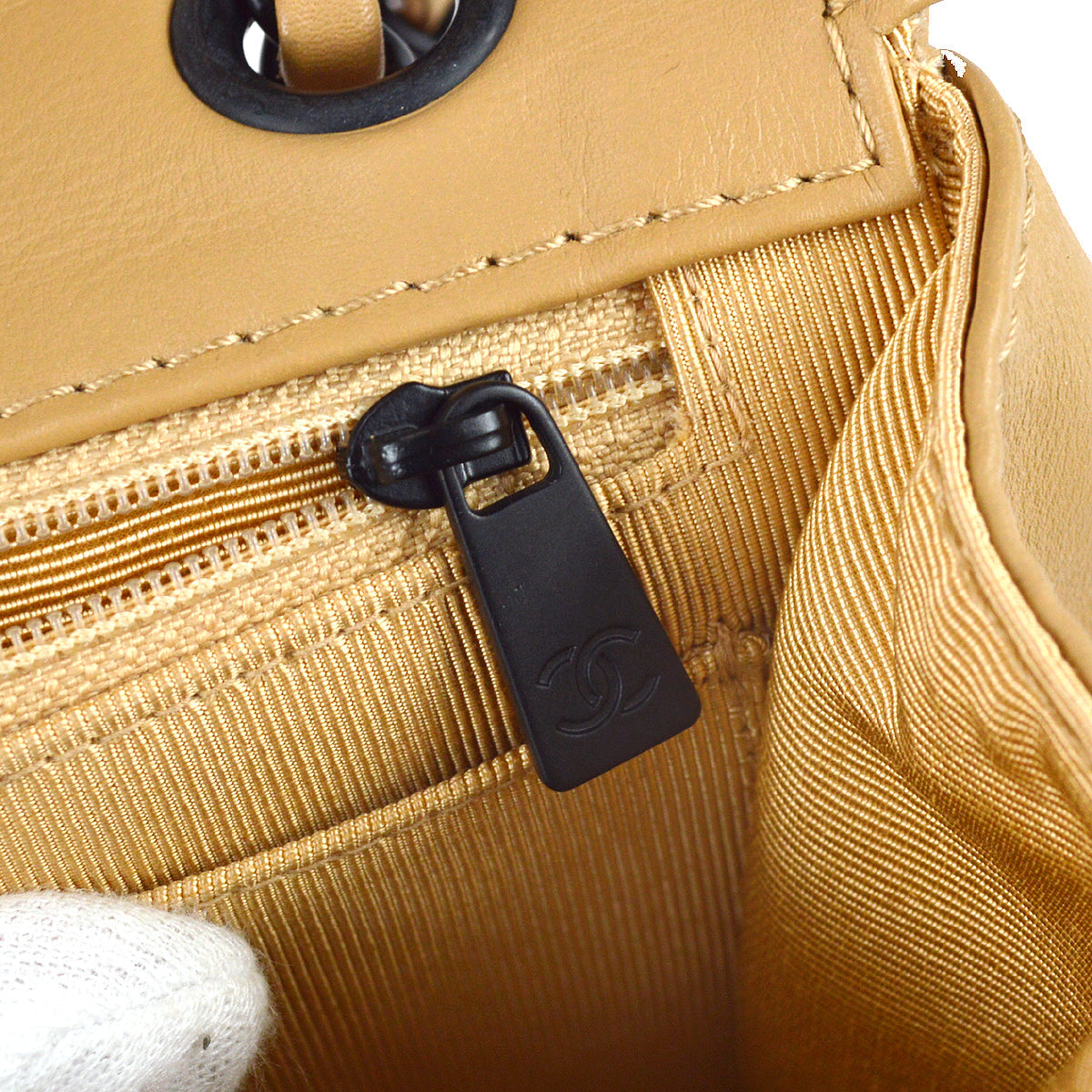 Chanel Wild Stitch Straight Flap Chain Shoulder Bag Beige Calfskin