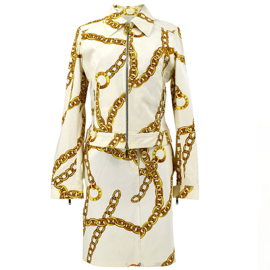 Celine 2000s chain-link print skirt suit #38