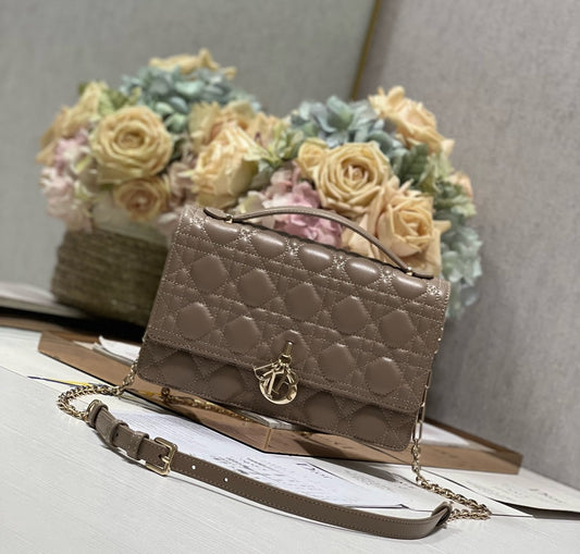 DIOR MISS 24CM DARK BROWN LAMBSKIN