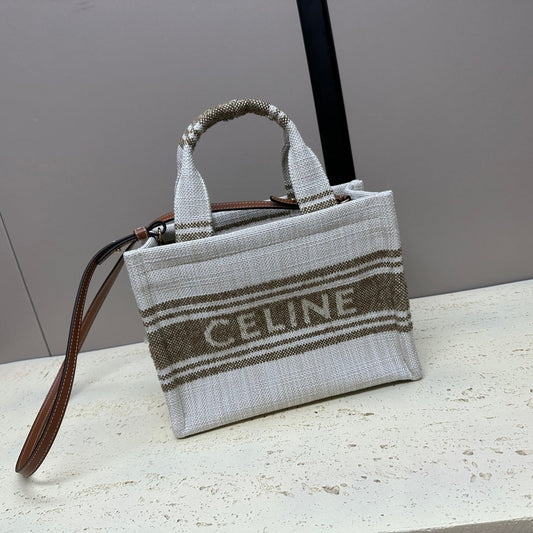 Celine CABAS THAIS 26 CALFSKIN JACQUARD TOBACCO / TAN