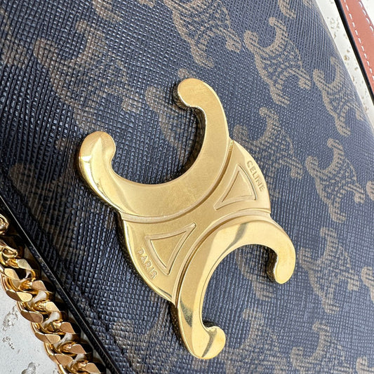 Celine celin multipochette 20 triomphe canvas tan calfskin